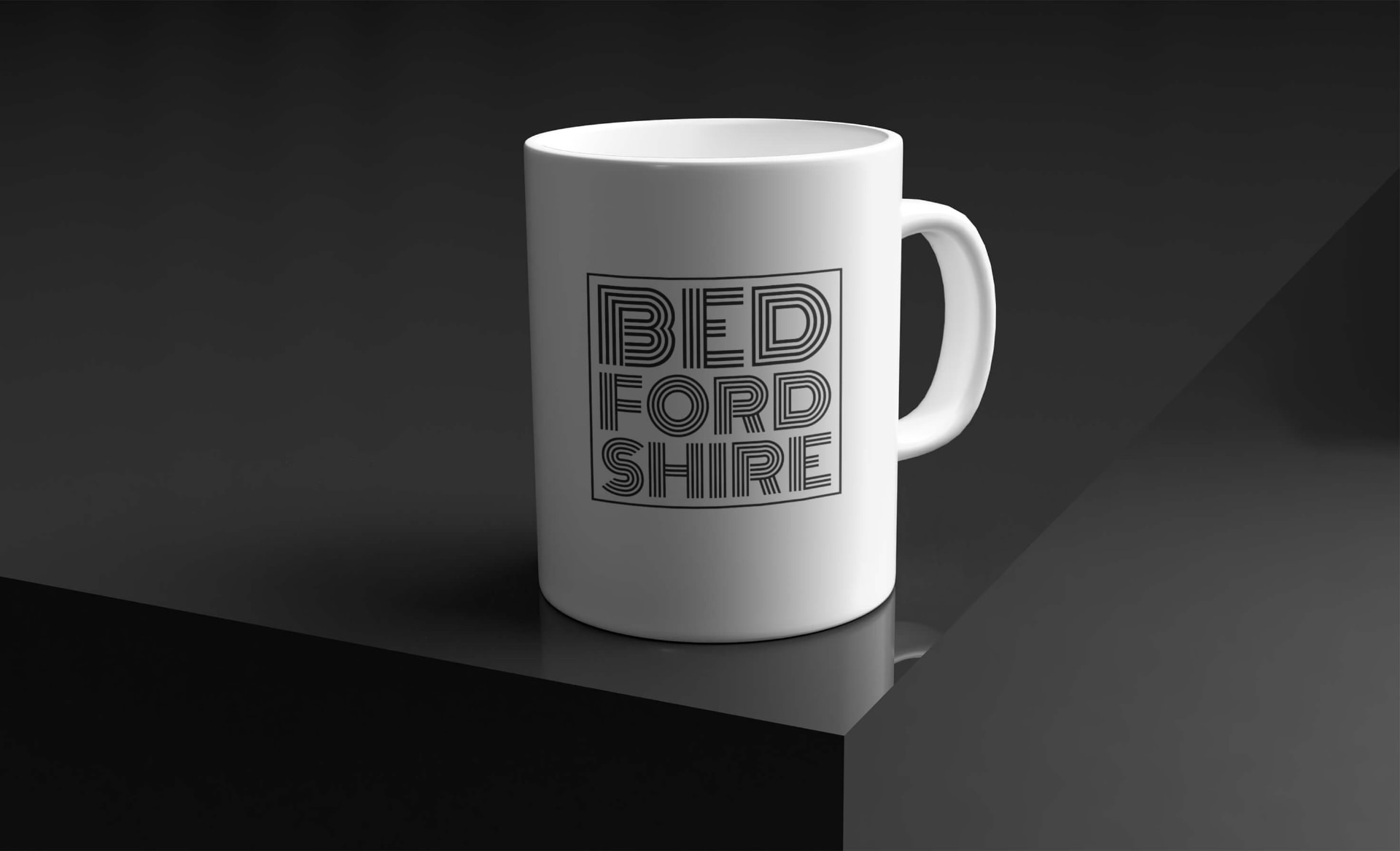 White Bedfordshire logo mug